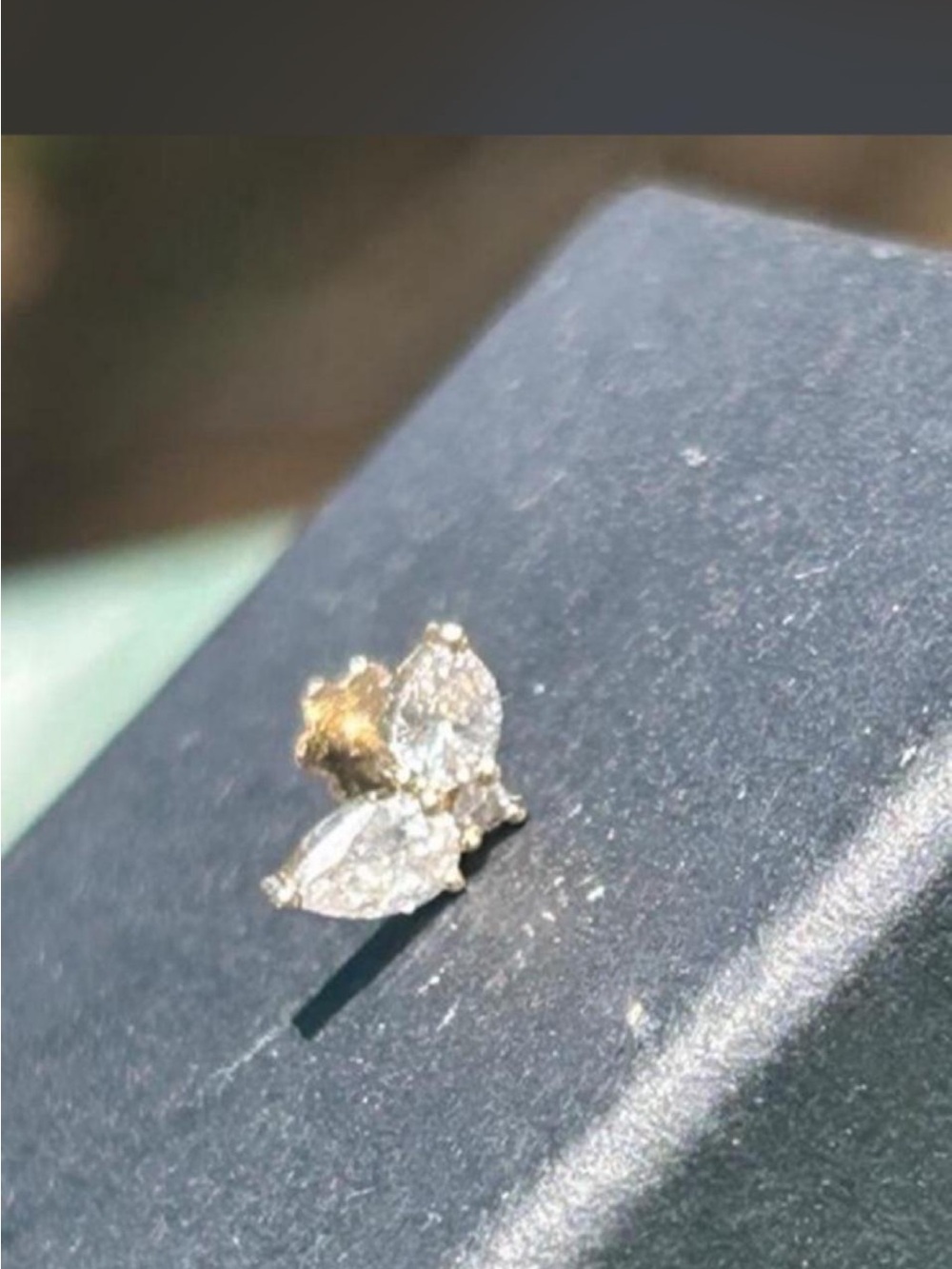 14k gold solid yellow gold threaded pear lab diamond butterfly earring